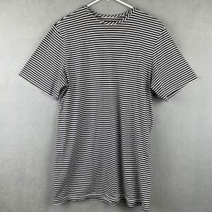 Killion Mens Striped Short Sleeve T-Shirt Black White Crew Neck Parisian Soft S